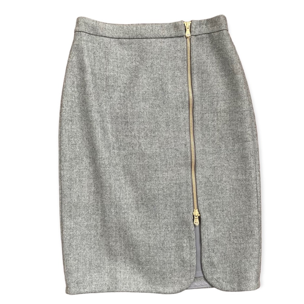 J. Crew Gray Pencil Skirt with Gold Zip